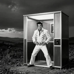 photo of Elvis, photomat, black and white, photobooth