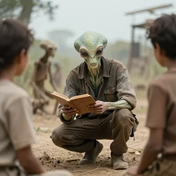 photo of anthropologist alien studying humans from afar