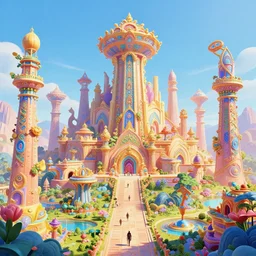 A lost advanced civilization full of life and unimaginable beauty, vibrant color scheme, highly detailed, in the style of pop art, cinematic, artstation, by Unknown artist