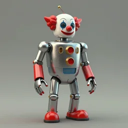 adventurer ( ( ( ( ( 1 9 5 0 s retro future robot android clown. muted colors. ) ) ) ) ) by jean baptiste monge!!!!!!!!!!!!!!!!!!!!!!!!! chrome red
