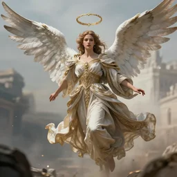 photograph of a real-life beautiful angels with ornate robes flying into battle.  Extremely detailed. 8k