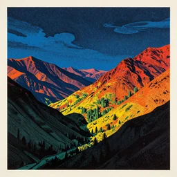 surreal view of a parallel universe, very coherent and colorful high contrast, screen printing woodblock, dark shadows, hard lighting, stipple brush technique,