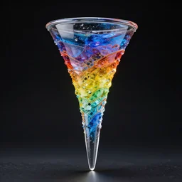 Rainbow tornado made of glass realistic