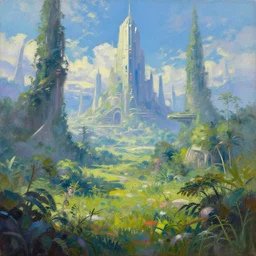 scenery artwork, scene beautiful, light!! light essential futuristic city world and nature vegetation with daylight, surrealism oil on canvas, artstation!! pixiv!! dream scenery, quality astral projection render, nier automata concept art, vaporwave textures
