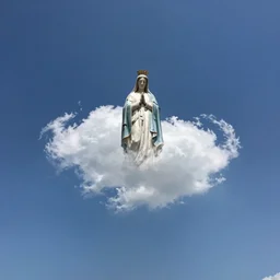 wide angle sky with 0 0 8 0 8 0 0 virgin mary cloud in center, path tracing, ray tracing, illusion