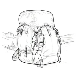 backpacking in utah, minimalist line art by moebius, clean long lines, ultra detailed
