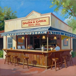 painting of all saints grill, cajun & creole restaurant with bar,