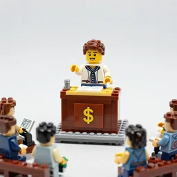 a picture of a pastor preaching to his congregation, in the style of LEGO, standing behind a puplit highly detailed