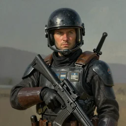 a beautiful portrait of a space bounty hunter by Thomas Kinkade trending on Artstation