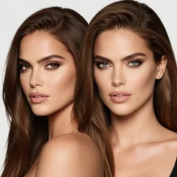 high quality headshot photograph of a model that looks equally like carmen electra and like adriana lima.