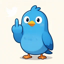 blue twitter bird giving the middle finger, artstation