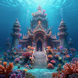 a beautiful digital artwork of an underwater temple built from coral. magical, enchanted. trending on artstation