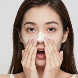 a surprise photo of a beautiful woman with white powder all over her nose