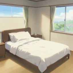 a bedroom in a japanese apartment, neatly made bed, key visual, a digital painting by makoto shinkai and james gurney, trending on artstation, highly detailed