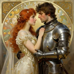 attractive arthur pendragon and his attractive male knight, they are in love, natural lighting, path traced, highly detailed, high quality, digital painting, by gaston bussiere, craig mullins, alphonse mucha j. c. leyendecker