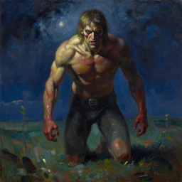 : oil painting by jesper ejsing. composition : long shot ; knee level ; low angle. key words : award winning ; detailed ; colorfull ; menacing. scenery : outer heaven ; circa 1 9 9 5. details : at night.