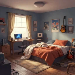 a concept art of a 2 0 0 0 teenager's room, artwork by craig mullins