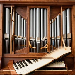 photo of an organ with 1 0 sets of keys