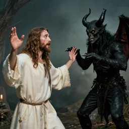 photo of jesus seeing satan and acting like crazy