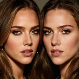 a closeup, 4 5 mm, detailed photograph of half jessica alba half nathalie portman half scarlett johansson, beautiful low light, 4 5 mm, by franz lanting