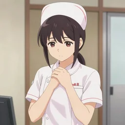 mikan tsumiki from danganronpa stars in greys anatomy, japanese nurse, shy and nervous, beautiful