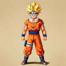 ultra realistic portrait painting of naruto going super saiyan art by akira toriyama, 4 k, dragon ball artstyle, cel shaded, highly detailed, epic lighting, full body