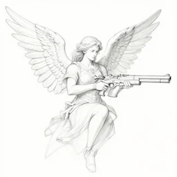 Schematic drawing of a gun for angels, concept art