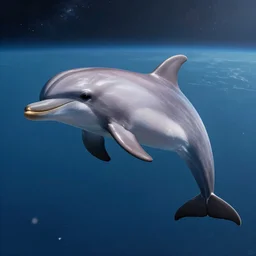 dolphin floats in space digital painting, highly detailed, concept art, trending on artstation, epic composition, sharp focus, flawless render, masterpiece, volumetric lighting