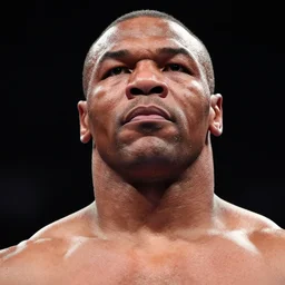 portrait of mike tyson, determined, great detail, looking to the sky