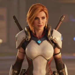 film still of elizabeth mitchell as mercy in overwatch ( 2 0 2 3 )