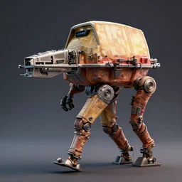 hyperrealistic model of an at - at from starwars, walking in from left, top lit, octane render, unreal engine, sharp 8 k