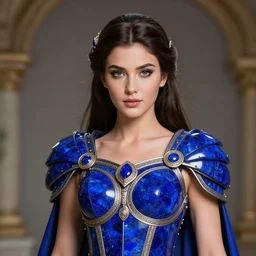 beautiful warrior queen with lapis lazuli armour, highly detailed, 4k, HDR, smooth, sharp focus, hyper realistic, high resolution, award-winning photo