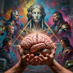 hands holding a brain, composition accidental renaissance golden ratio, cinematic, by sachin teng and sergey kolesov and ruan jia and heng z and wlop. graffiti art, scifi, fantasy, hyper detailed. octane render. concept art. trending on artstation