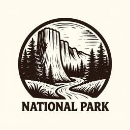 woodcut style logo for a national park,