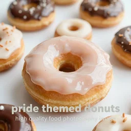 “pride themed donuts high quality food photography image”