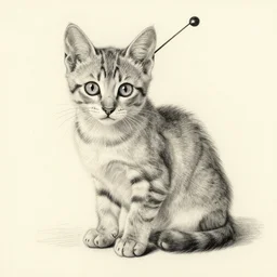 a pencil drawing of a kitten, in the style of salvador dali