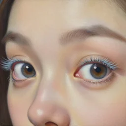 close up of her eyes wide!!!!! by beksinski, zdzislaw oil on canvas, long light white blueish eyelashes, intricately detailed