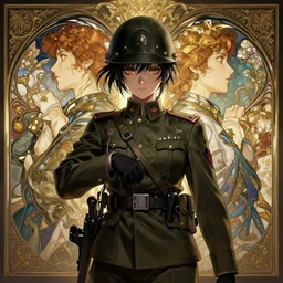 symmetry!! portrait of an enigmatic anime girl wwi soldier, anime, intricate, highly detailed, dynamic lighting, digital art, digital painting, artstation, wlop, sharp focus, illustration, art by artgerm and greg rutkowski and alphonse mucha, 8 k