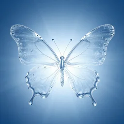 water droplets water transparent water butterfly water translucent butterfly water butterfly water outline water drops. studio lighting, blue radial gradient background 3 8 4 0 x 2 1 6 0