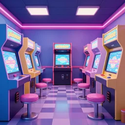 inside an arcade, vaporwave 9 0 s dreamy empty, highly detailed, 3 d render, vray, octane, realistic lighting, photorealistic