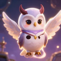 a super cute demon riding on owl, anime, manga, kawaii, avtar, magical world, by greg rutkowski, sung choi, photo realistic, 8 k, cinematic lighting, hd, atmospheric, hyperdetailed, trending on artstation, devainart, digital painting, glow effect