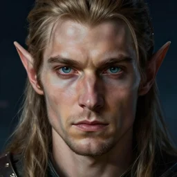 portrait of a male elf warrior, extreme fine detail background, night, highly detailed, detailed eyes, high quality, digital painting, hyperrealistic, by gaston bussiere, j. c. leyendecker, craig mullins