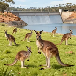 a big dam holding kangaroos back in australia