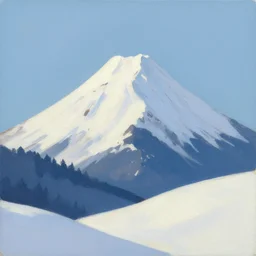 snow mountain flat illustration oil painting trending on artstation