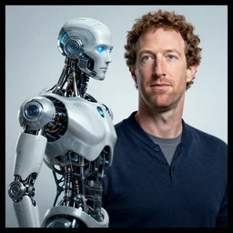 cutaway poster of cyborg mark zuckerberg