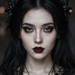 hd photograph of a pretty goth girl with black hair, close up portrait, skin texture, in the style of ilya kuvshinov, canon eos r 3, f / 1. 4, iso 2 0 0, 1 / 1 6 0 s, dramatic lighting, fantasy, intricate, elegant, highly detailed, lifelike, photorealistic, digital painting, bokeh, hdr, high