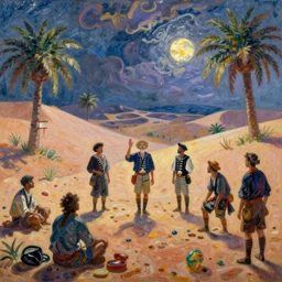 the wacky sailors in the vapid ayahuasca desert realm. painting by monet, alex grey, bosch, jan van eyck, beksinski, alfred kubin