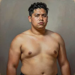 A portrait of a strong and thick attractive non-binary person, medium skin tone, Mexican, oil painting, majestic, detailed, high resolution