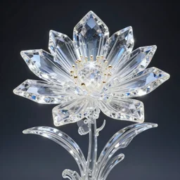 hyper realistic gorgeous lighting, highly detailed, transparent glass and crystal magical flower with petals made of glass and crystal by zdzisław beksinski and norman rockwell and greg rutkowskiweta studio, and lucasfilm