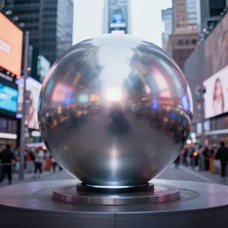 realistic photo ball lightning in the middle of times square